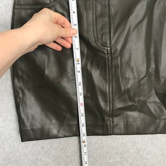 90s Y2K Truth Faux Leather Skirt Green Mini Academia Festival Western Army Olive - Picture 5 of 9